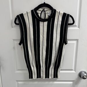 Armani Collezioni Black and White Striped Sleeveless Blouse Size 10